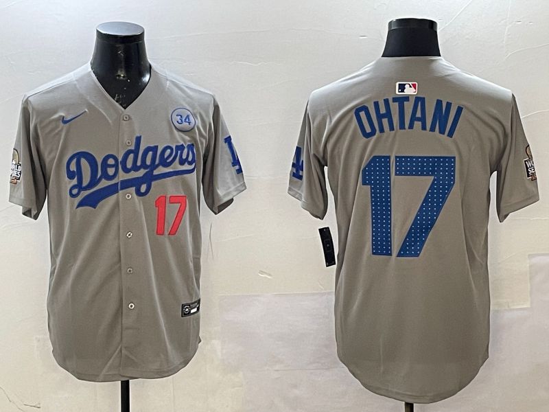 Men Los Angeles Dodgers 17 Ohtani Grey Fashion 2025 Nike MLB Jersey style 1